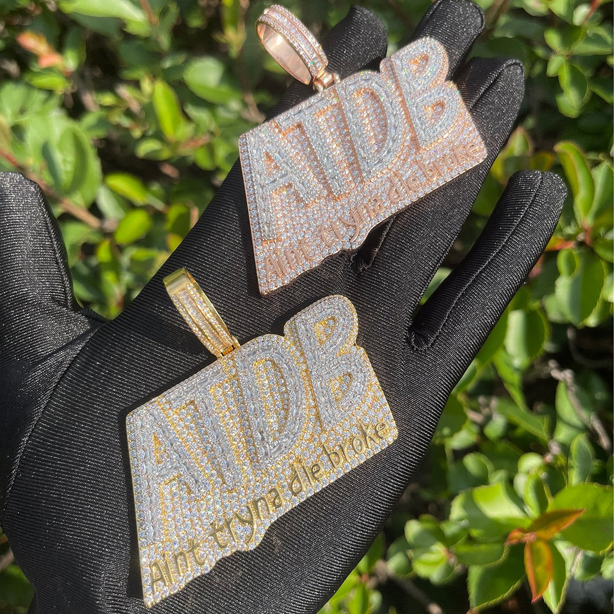 ATDB | Aint Tryna Die Broke Flooded Ice Hip Hop Name Plate VVS