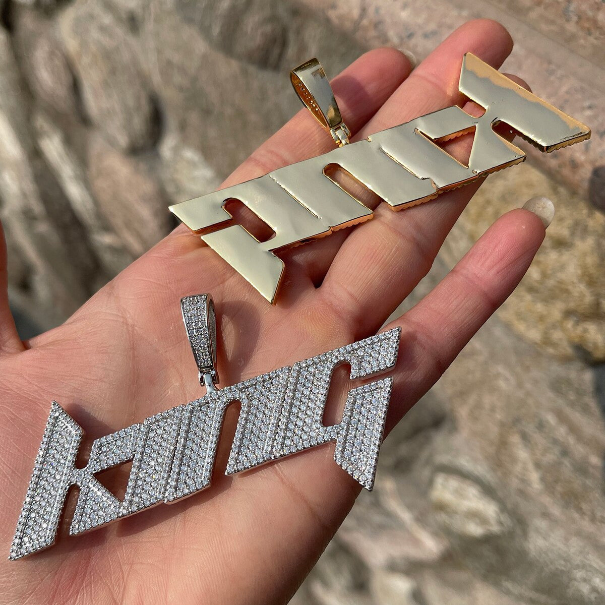 Custom Graffiti Letters Street Wear Hip Hop Personalize Name Plate Chain Necklace