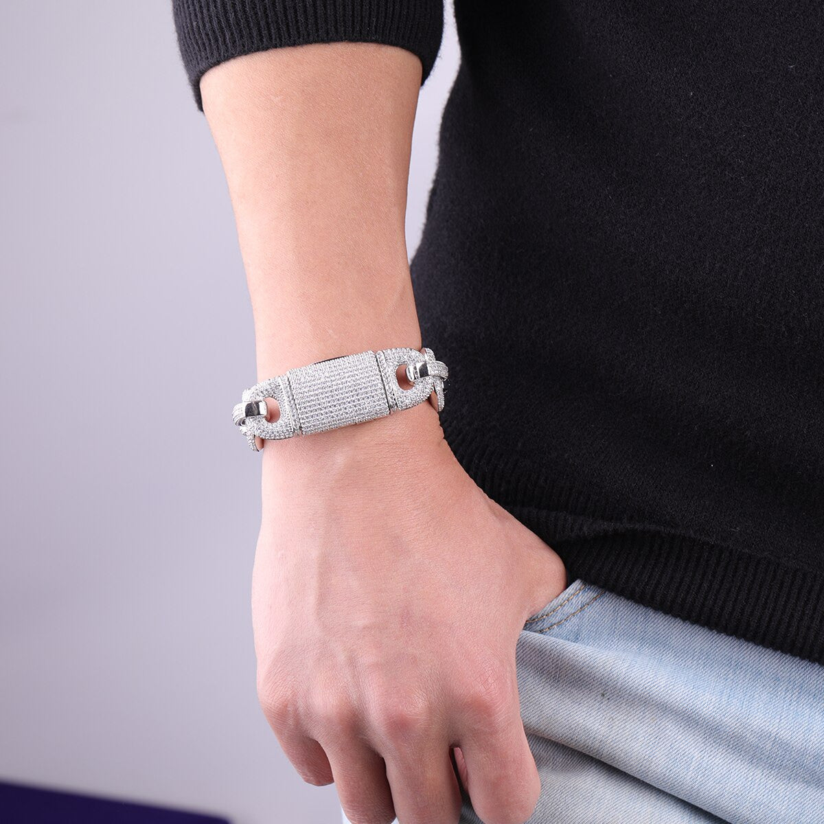 Mens Iced G-Link Style Flooded Ice Micro Pave Blinged Out Bracelets