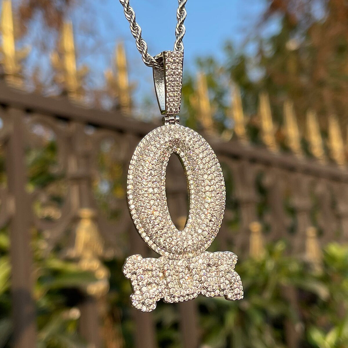 O Block | Flooded Ice 24k Gold 925 Silver Iced Blinged Out Pendant Chain Necklace