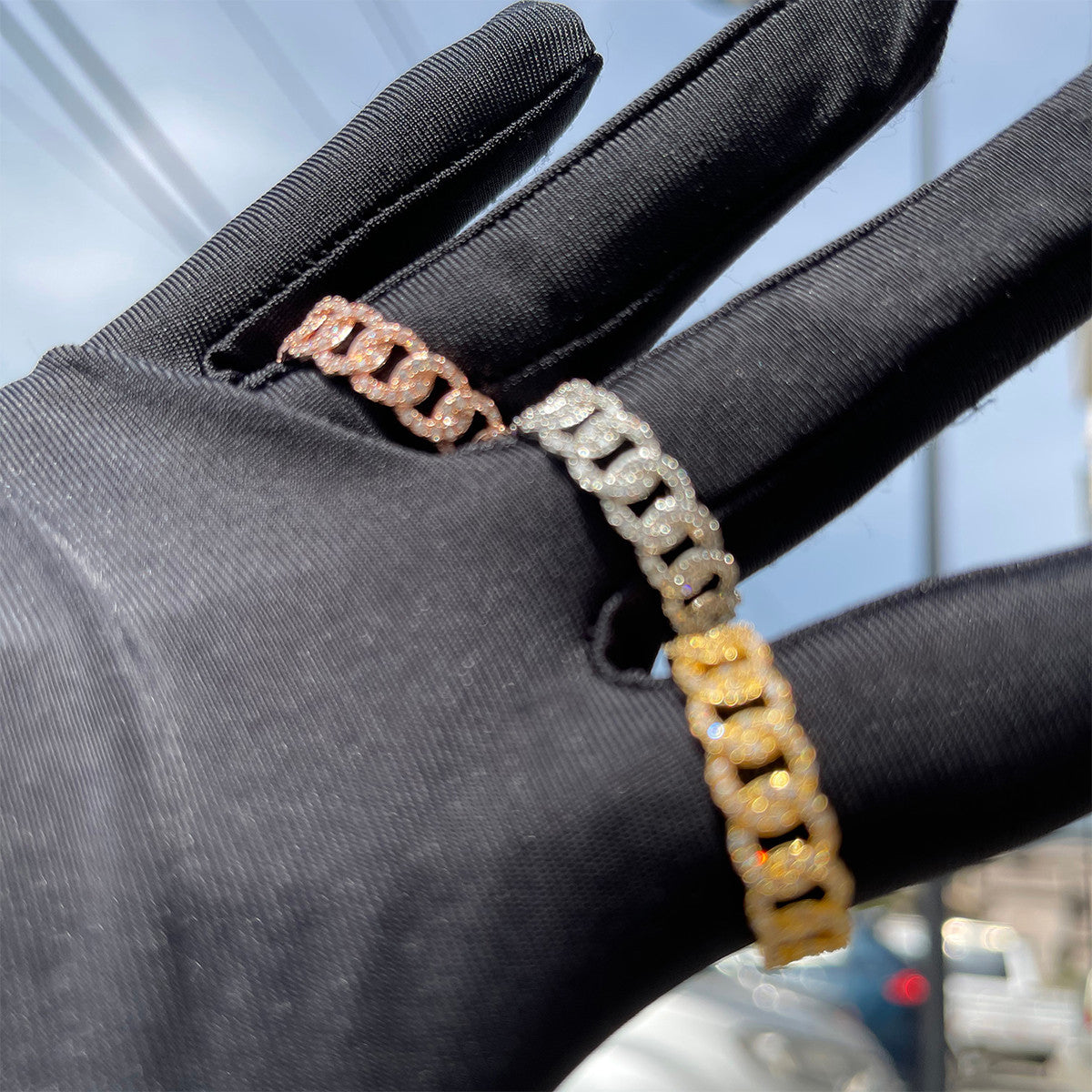 Mens Silver Flooded Ice Cuban Link Hip Hop 24k Gold Silver Rings