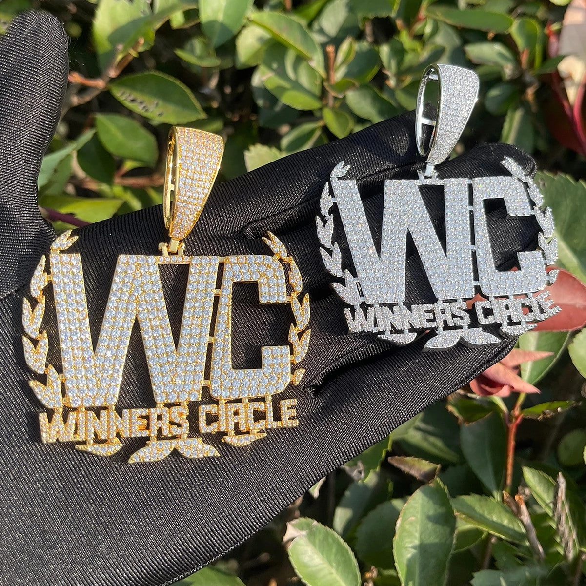 WC | Winners Circle Wreath Iced Blinged Out Hip Hop Pendant Chain Necklace