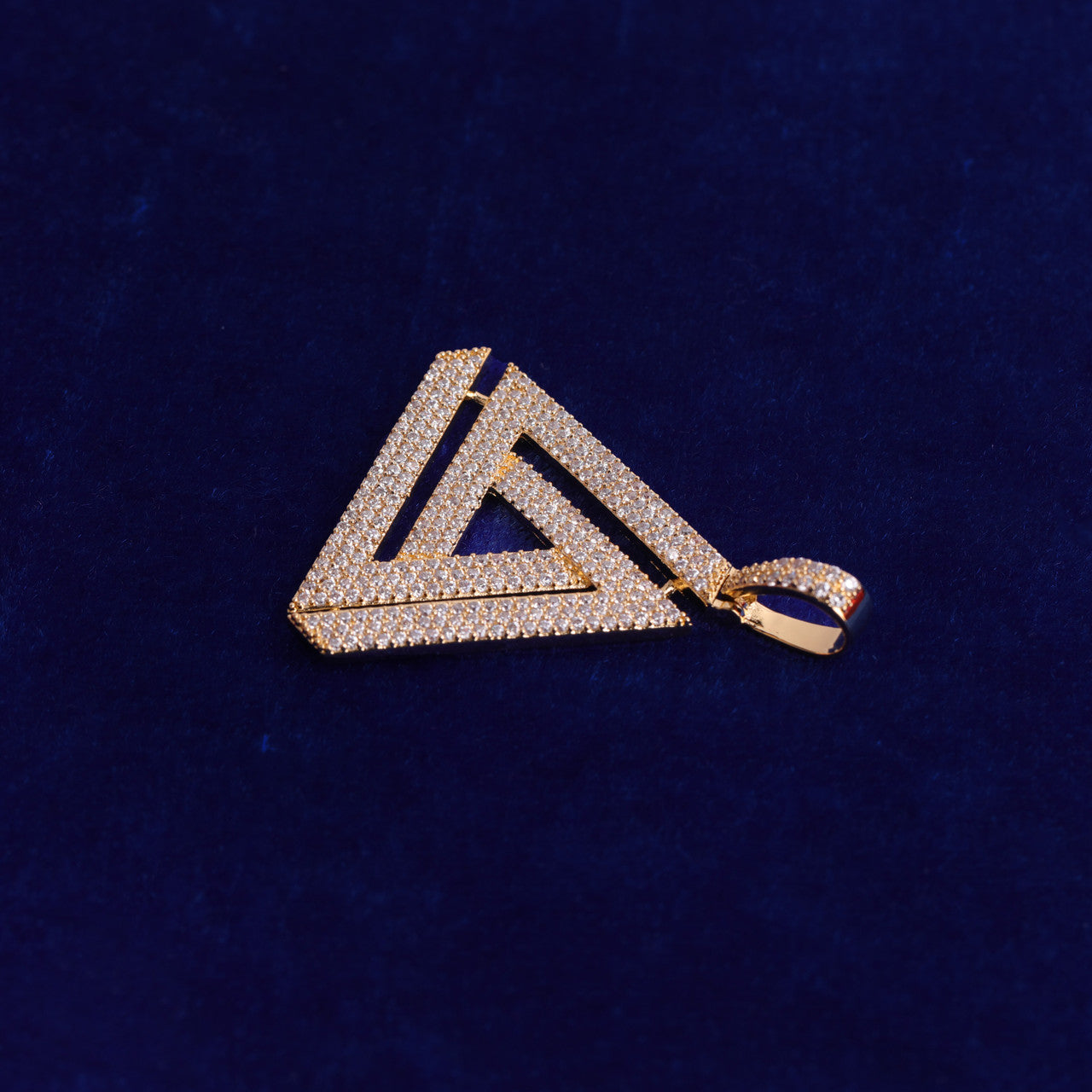 Flooded Ice Penrose Triangle Pyramid Hip Hop Pendant Chain Necklace
