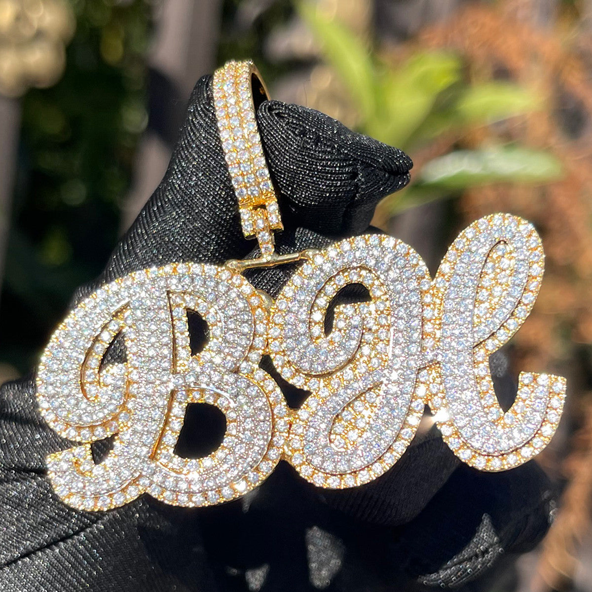 CustomCluster Flooded Ice Fine Print Cluster Stone Initial - Main Image