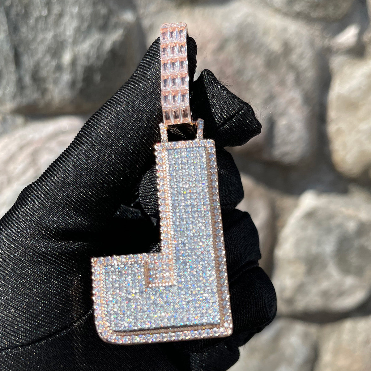 Bailed Ice | VVS Diamond CZ Prong Set Baguette Initial Letter Custom Hip Hop Pendant