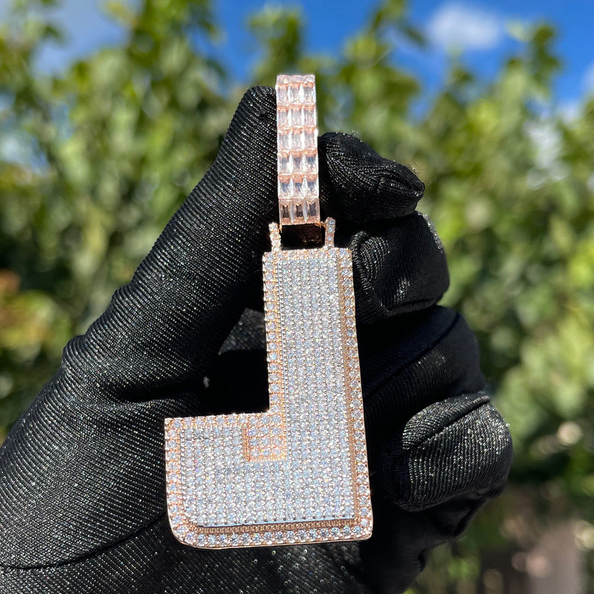 Bailed Ice | VVS Diamond CZ Prong Set Baguette Initial Letter Custom Hip Hop Pendant