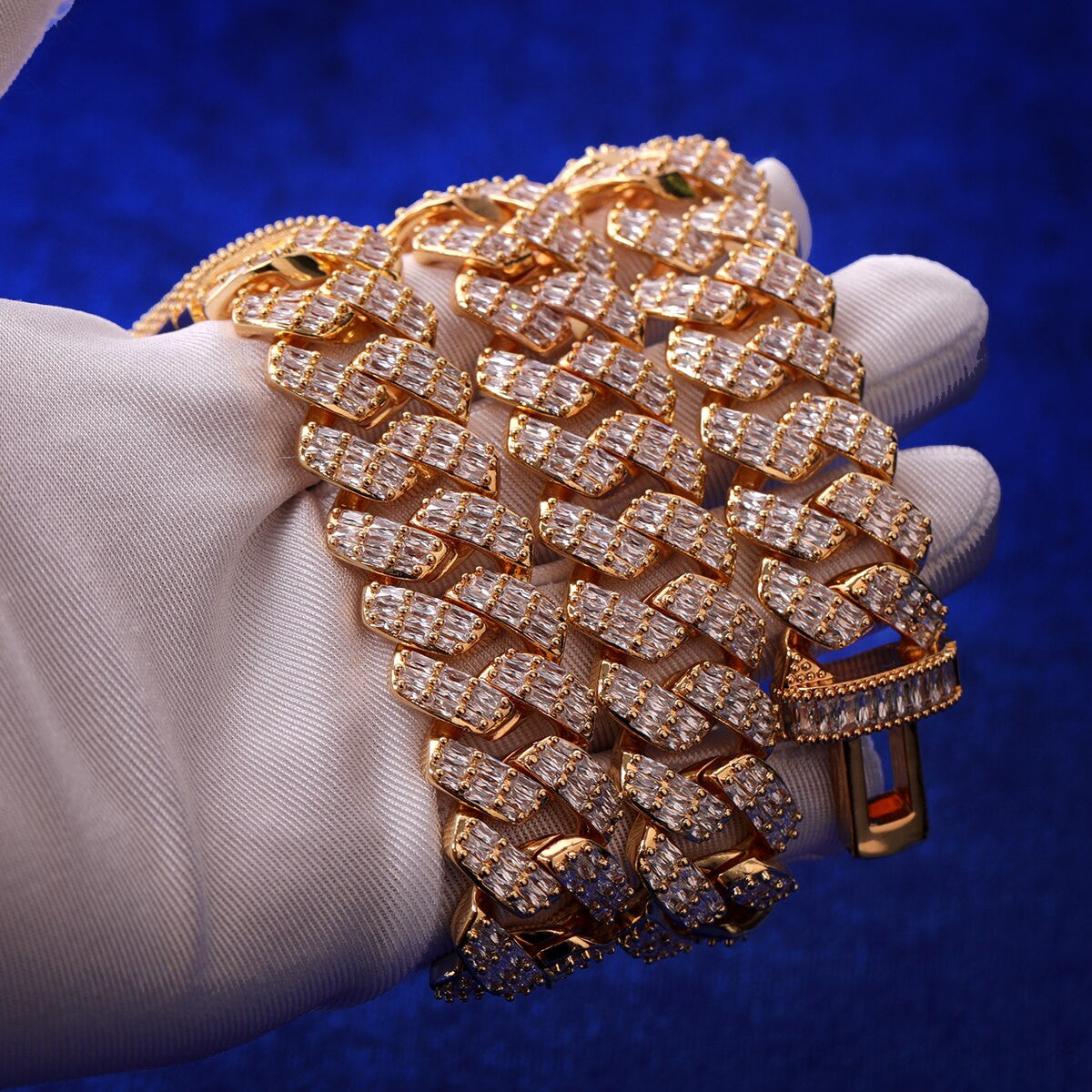 Miami Cuban Link Iced Water 24k 925 Silver Blinged Out 20mm Chain Bracelet Necklace Set