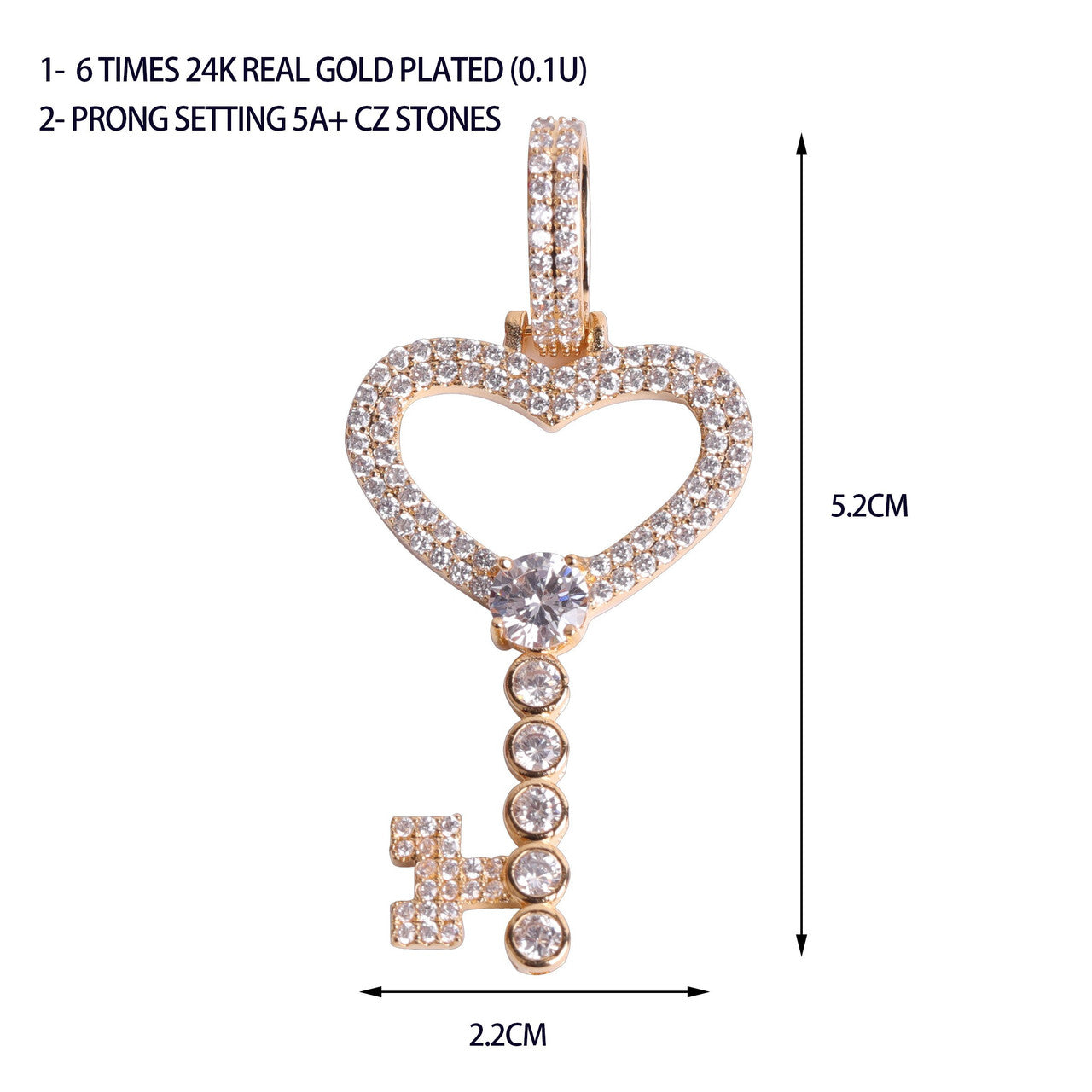 Ladies Bling Bling Key to My Heart Gold Silver Rose Gold Pendant Necklace