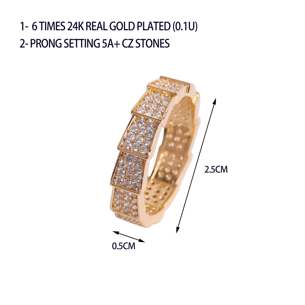 Level Up | Mens 5A VVS Diamond Prong Set 24k Gold Silver Rose Hip Hop Rings