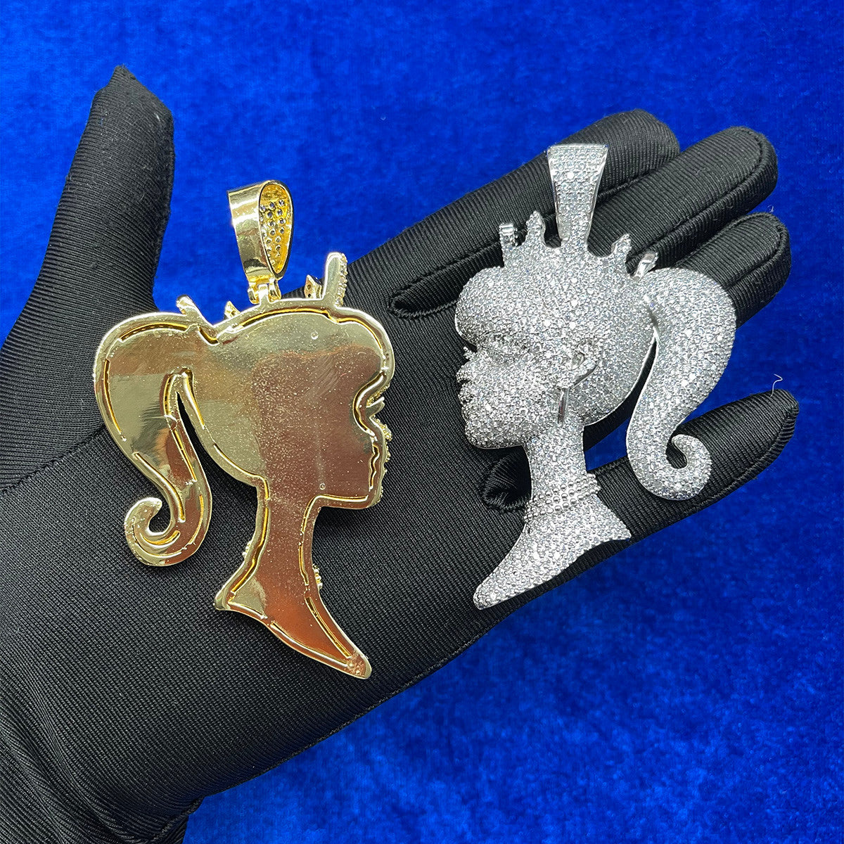 Ladies Queen Princess 24k Gold 925 Silver Crown Head Piece Pendant Chain Necklace