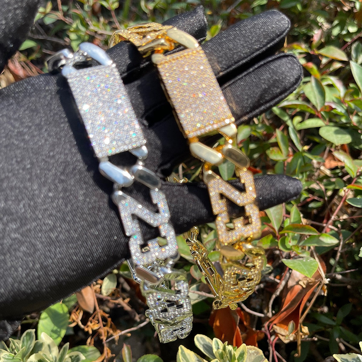 Mens 24k Gold 925 Silver Flooded Ice 23 Miami Cuban Link Hip Hop Chain Necklace