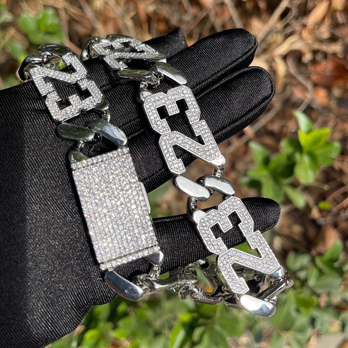 Mens 24k Gold 925 Silver Flooded Ice 23 Miami Cuban Link Hip Hop Chain Necklace