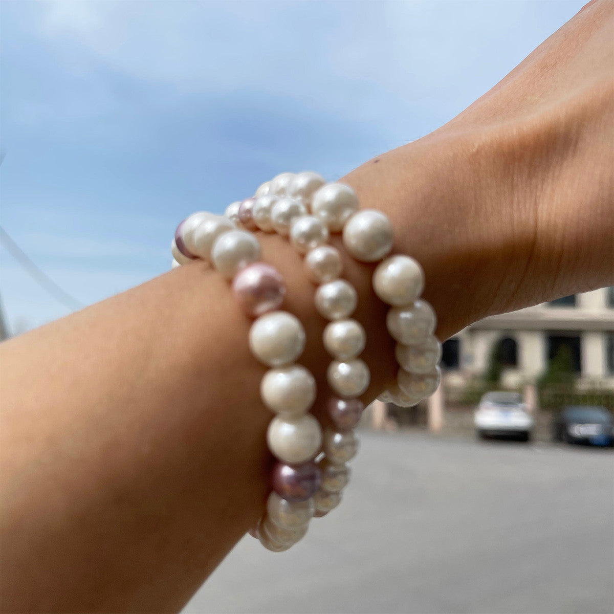 White Pink Casual High Fashion Adjustable Pearl Bracelets
