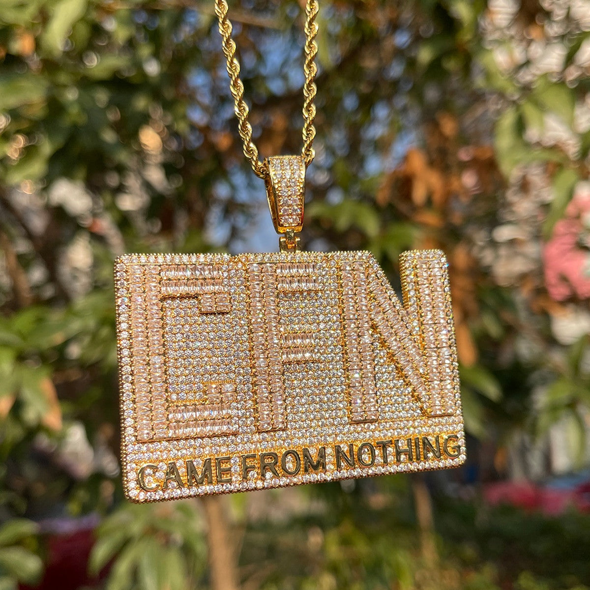 Came From Nothing | Iced VVS Diamond CZ Baguette Stone Blinged Out Pendant