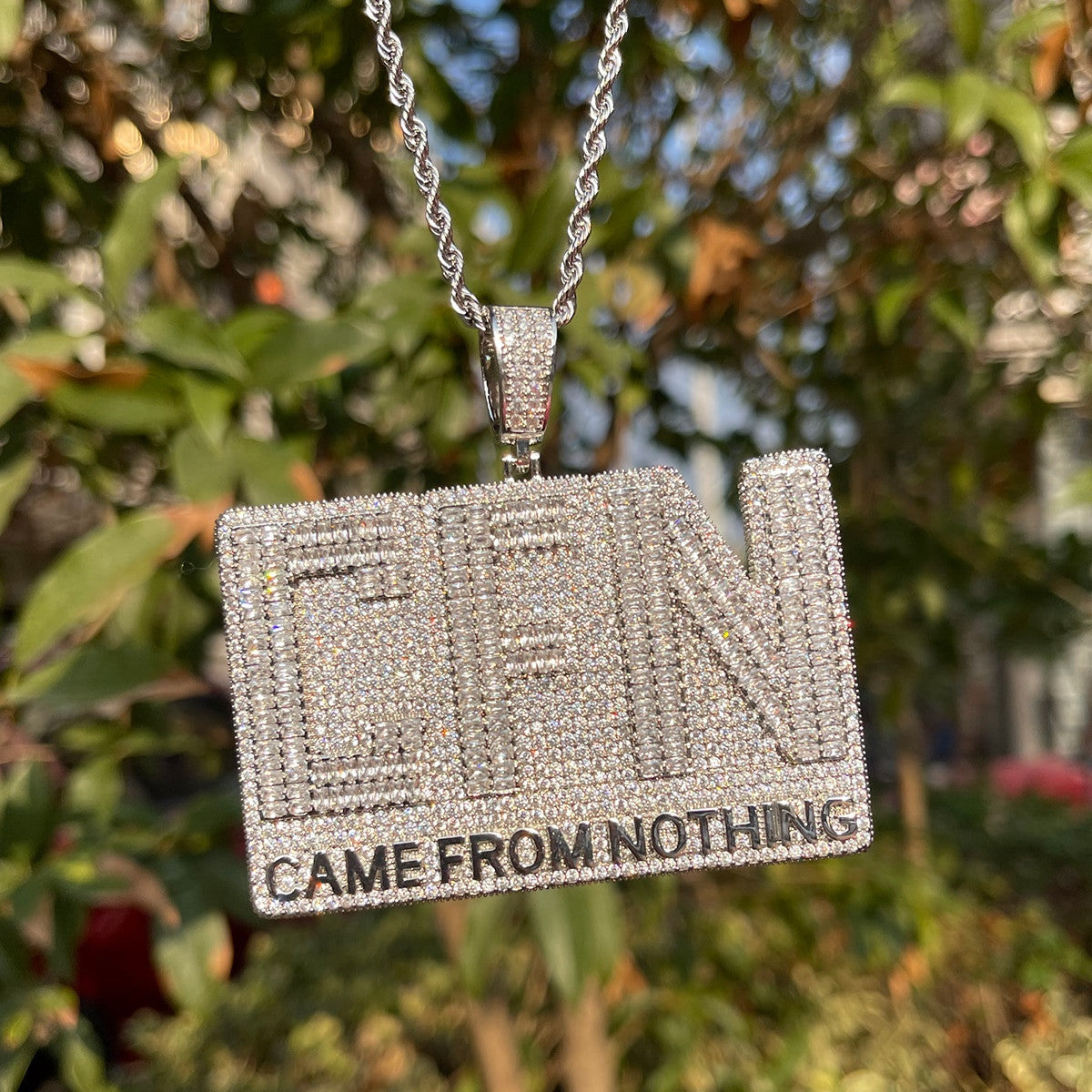 Came From Nothing | Iced VVS Diamond CZ Baguette Stone Blinged Out Pendant