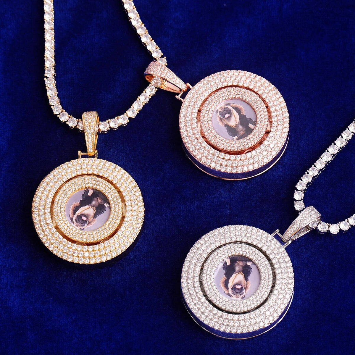 Rotating Vibes II | Custom Spinning Iced Blinged Out Photo Picture Pendant