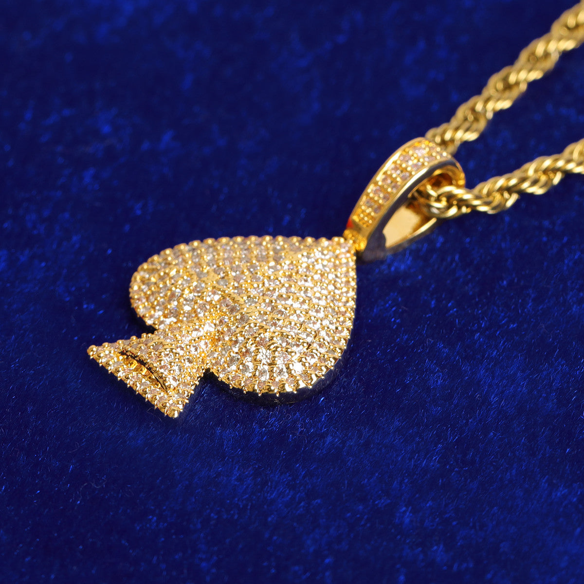 Ace Of Spades | VVS Diamond CZ Prong Set Iced Blinged Out Poker Pendant