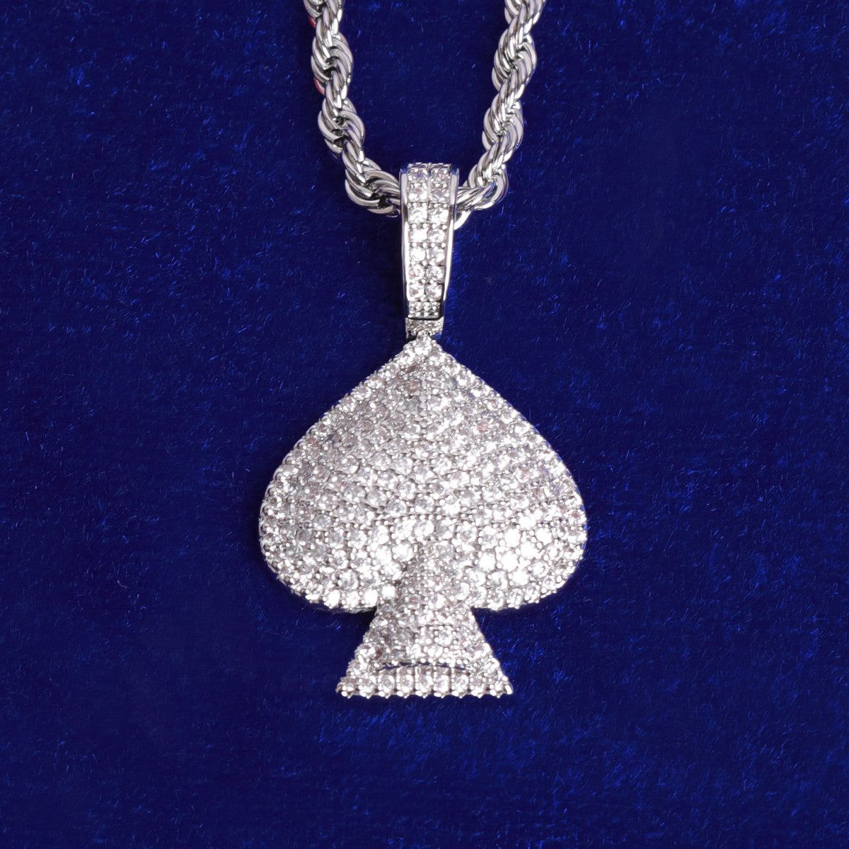 Ace Of Spades | VVS Diamond CZ Prong Set Iced Blinged Out Poker Pendant