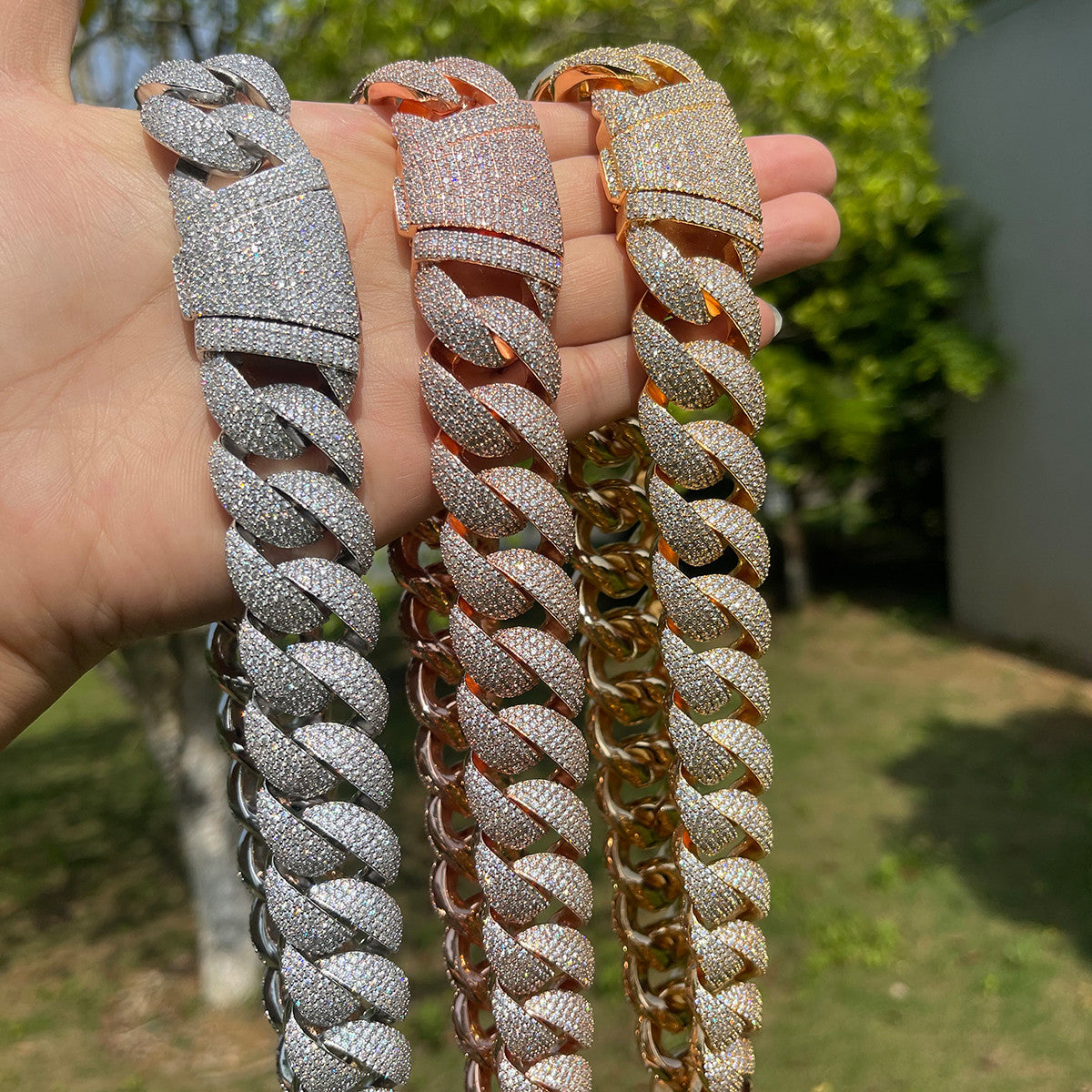 New Designer Innovative 3D Curb Cuban Link Hop Hop Gold Silver Rose Chain Necklace