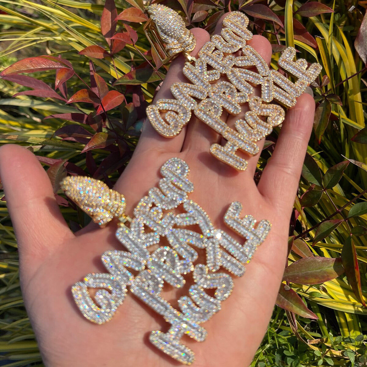 Wake Up Pray Hustle | Big Boy Iced Name Plate Hip Hop Chain Pendant