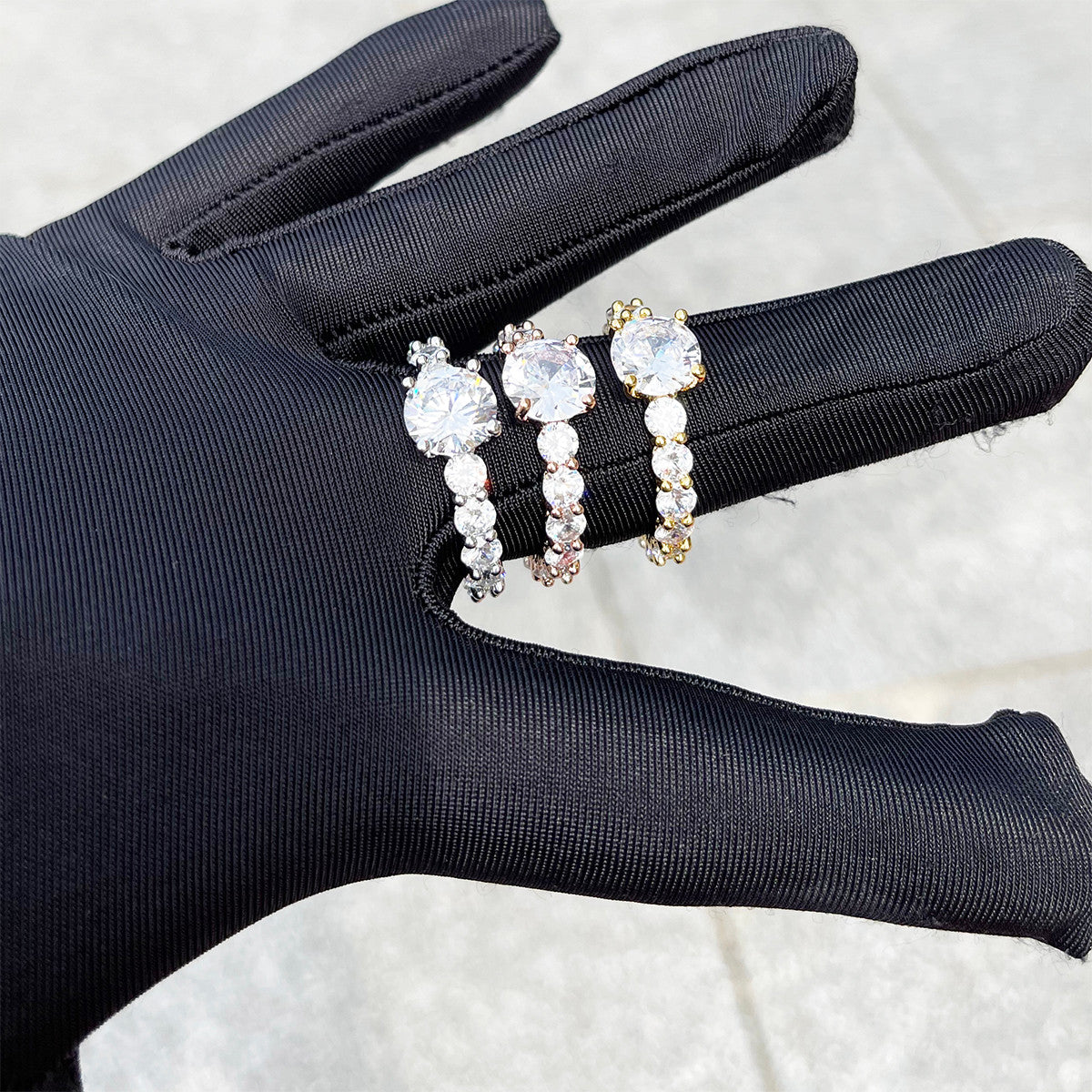 Ladies Couples High Fashion 24k Gold Silver Rose Cluster Stone Iced Rings