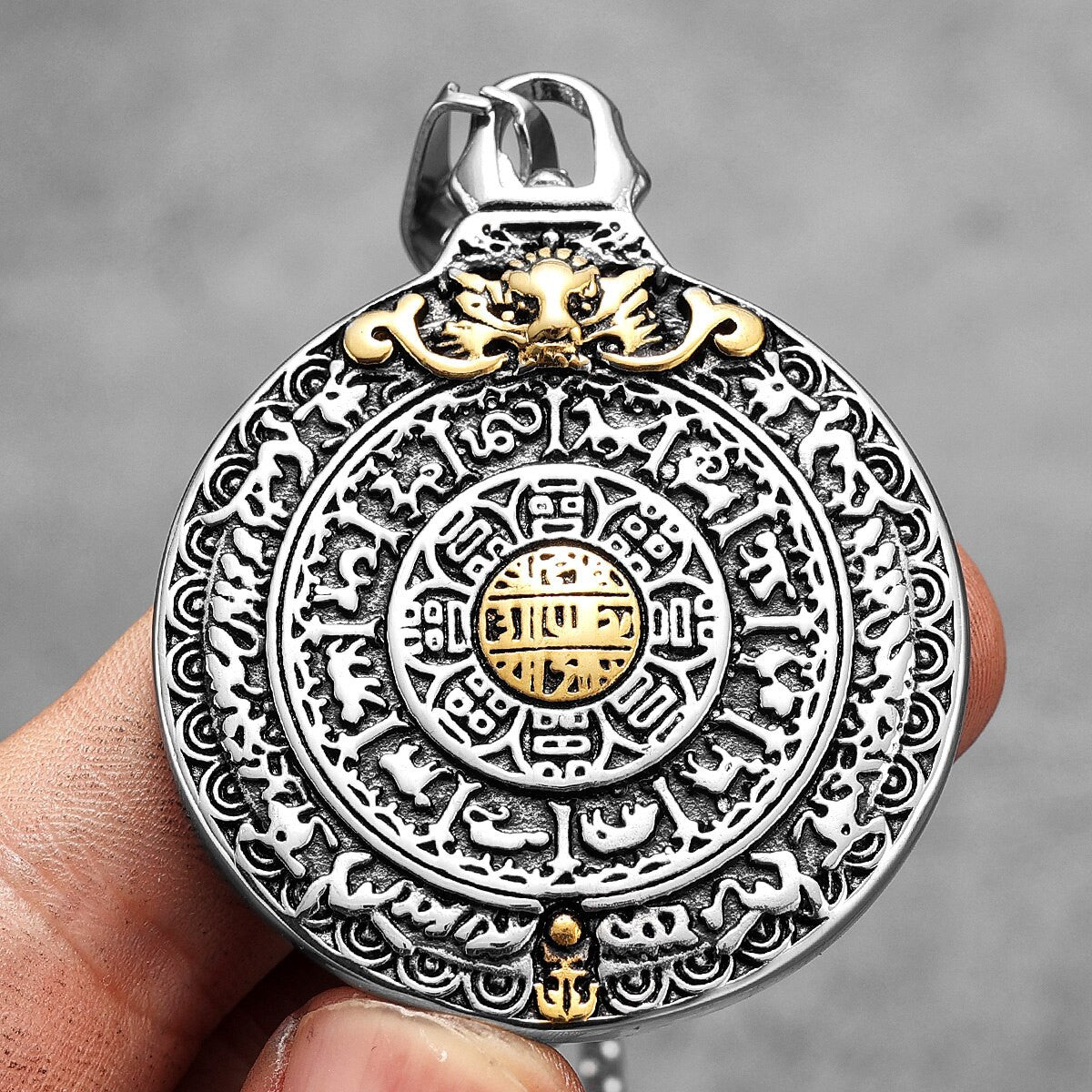 Mens Buddha Buddhism Rebirth Gold Accent No Fade Stainless Steel Spiritual Pendant