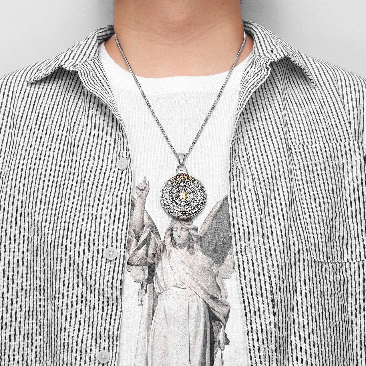 Mens Buddha Buddhism Rebirth Gold Accent No Fade Stainless Steel Spiritual Pendant