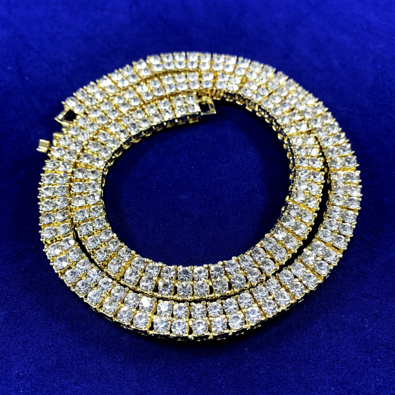 Hip Hop Flooded Ice Bling 9mm 2 Row 14k Gold Tennis Chain Necklace