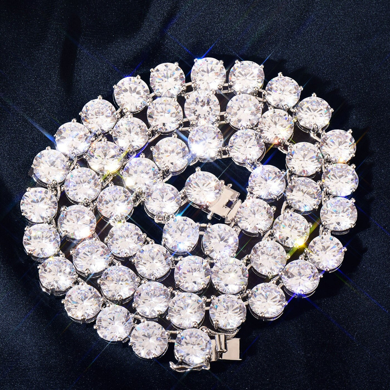 Flooded Ice 3mm - 10mm 4 Prong Set One Row 3A Stone Tennis Chain Necklace