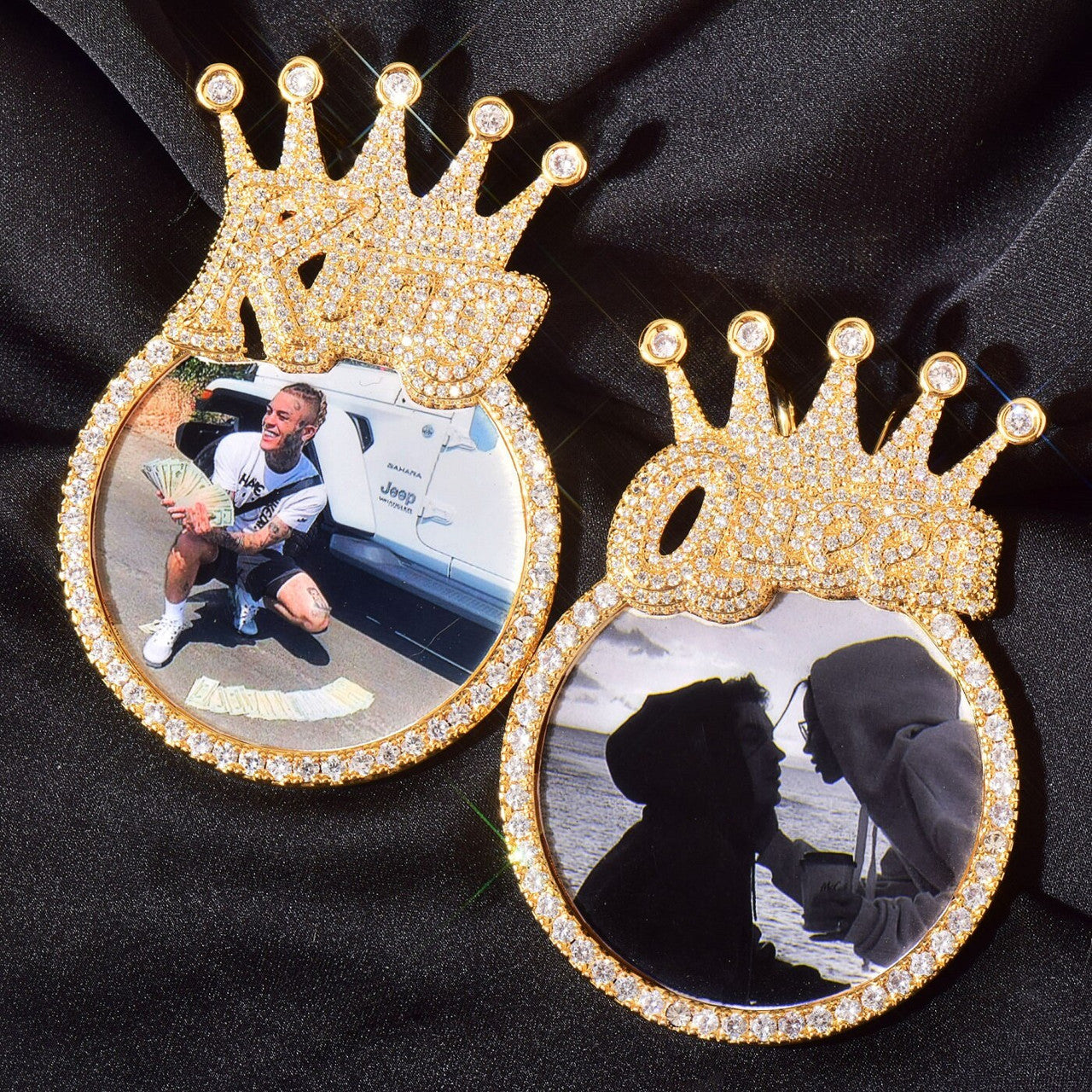 King Queen Iced Custom Photo Picture Hip Hop Chain Pendants