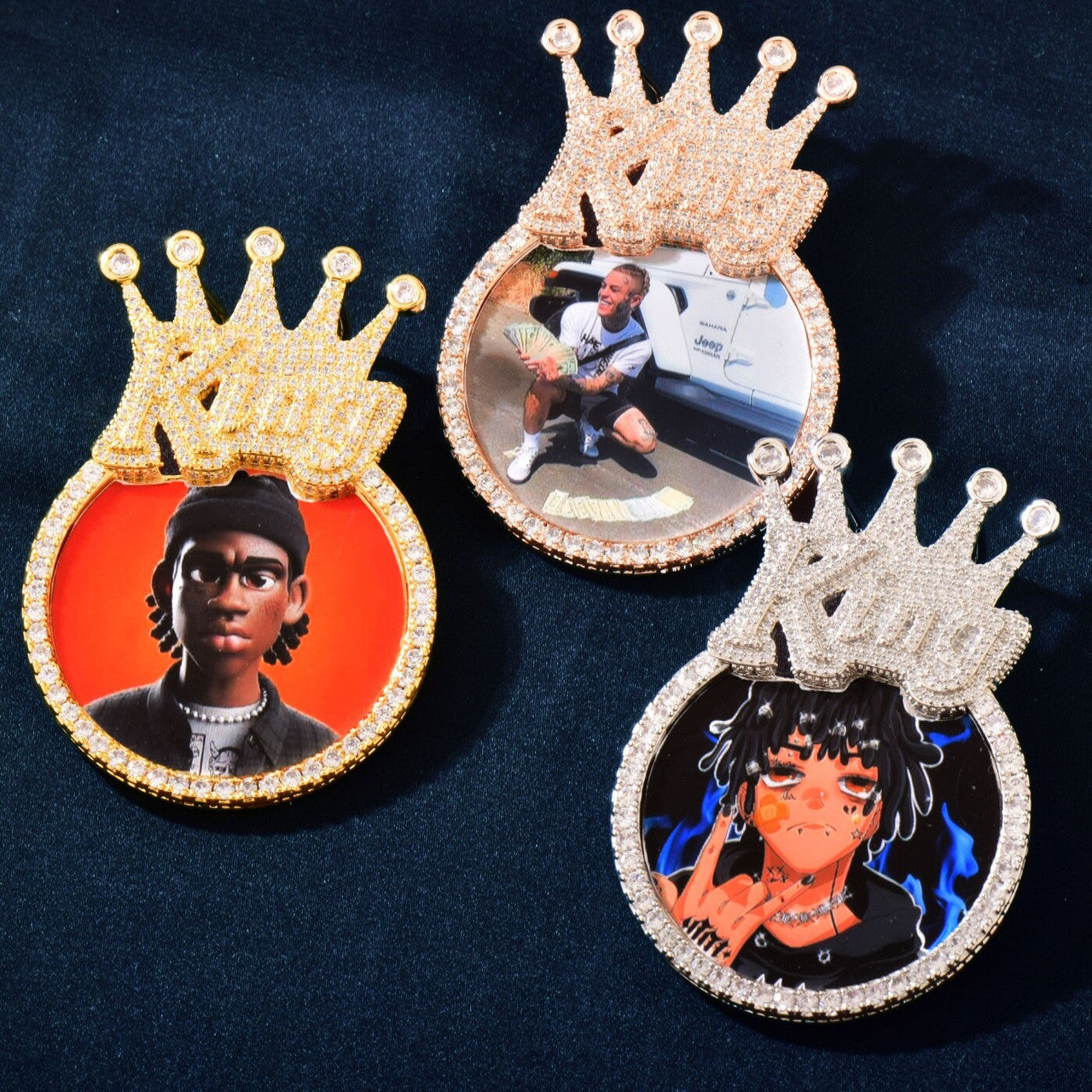 King Queen Iced Custom Photo Picture Hip Hop Chain Pendants