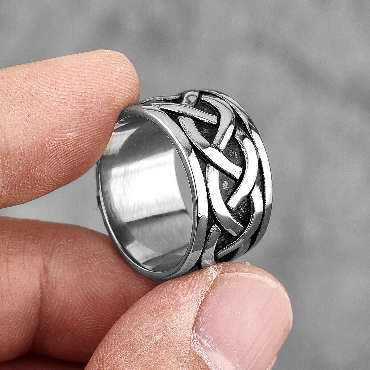 Mens Stainless Steel Celtic Knot Interweave Simple Classic Fashion Rings