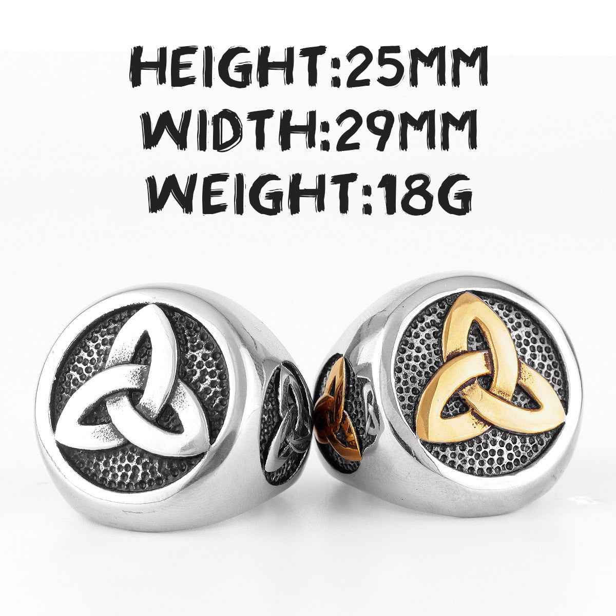 Solid Stainless Steel No Fade Celtic Knot Viking Symbol Casual Wear Rings