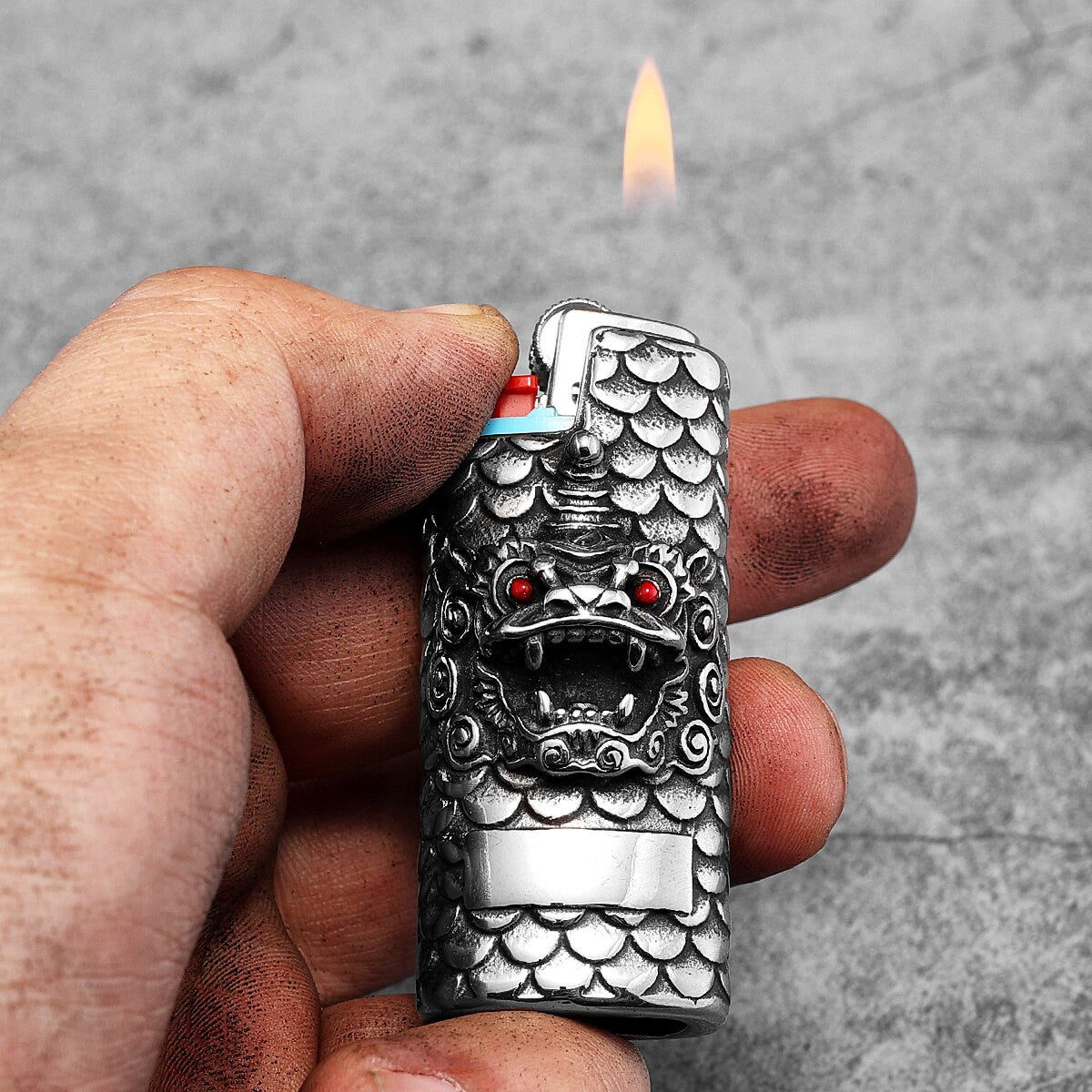 Chinese Unicorn | Solid Stainless Steel Lighter Case Street Wear Hip Hop Chain