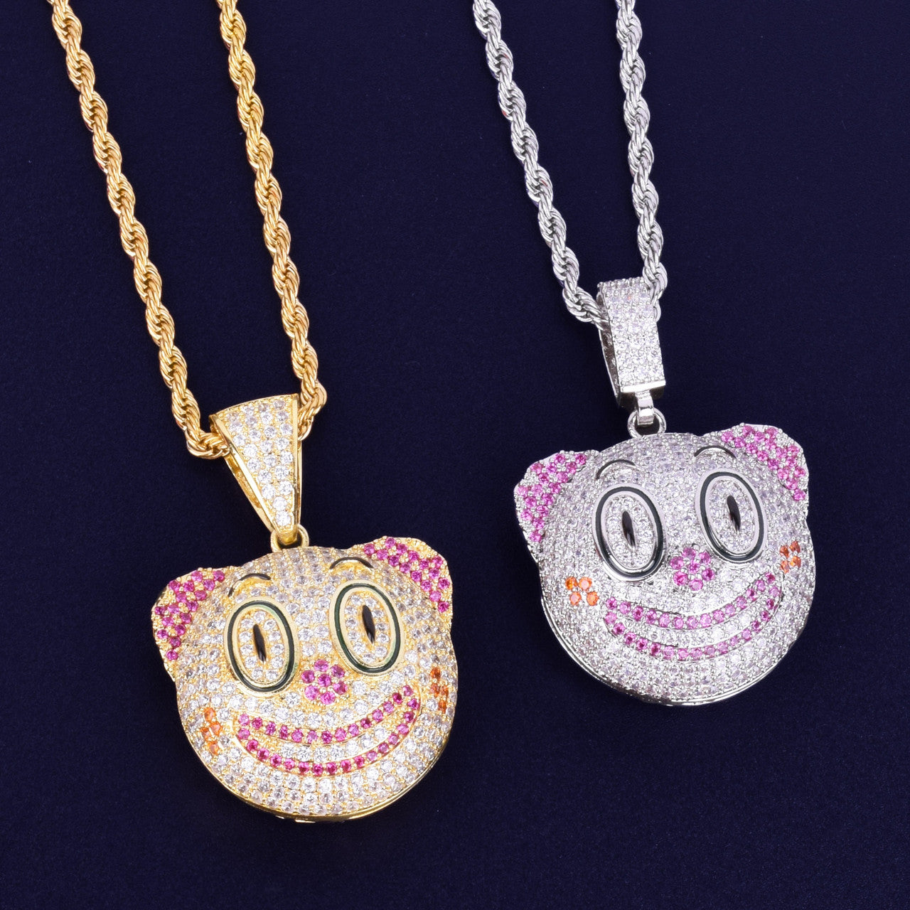 Clown Face Emoji Micro Pave Lab Diamond Pendant