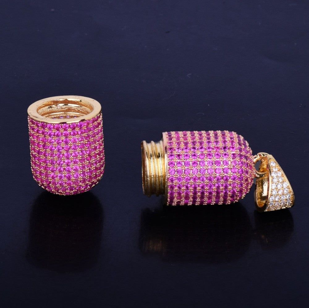 Micro Pave Iced Detachable Pill Shape Hip Hop Pendant Chain Necklace