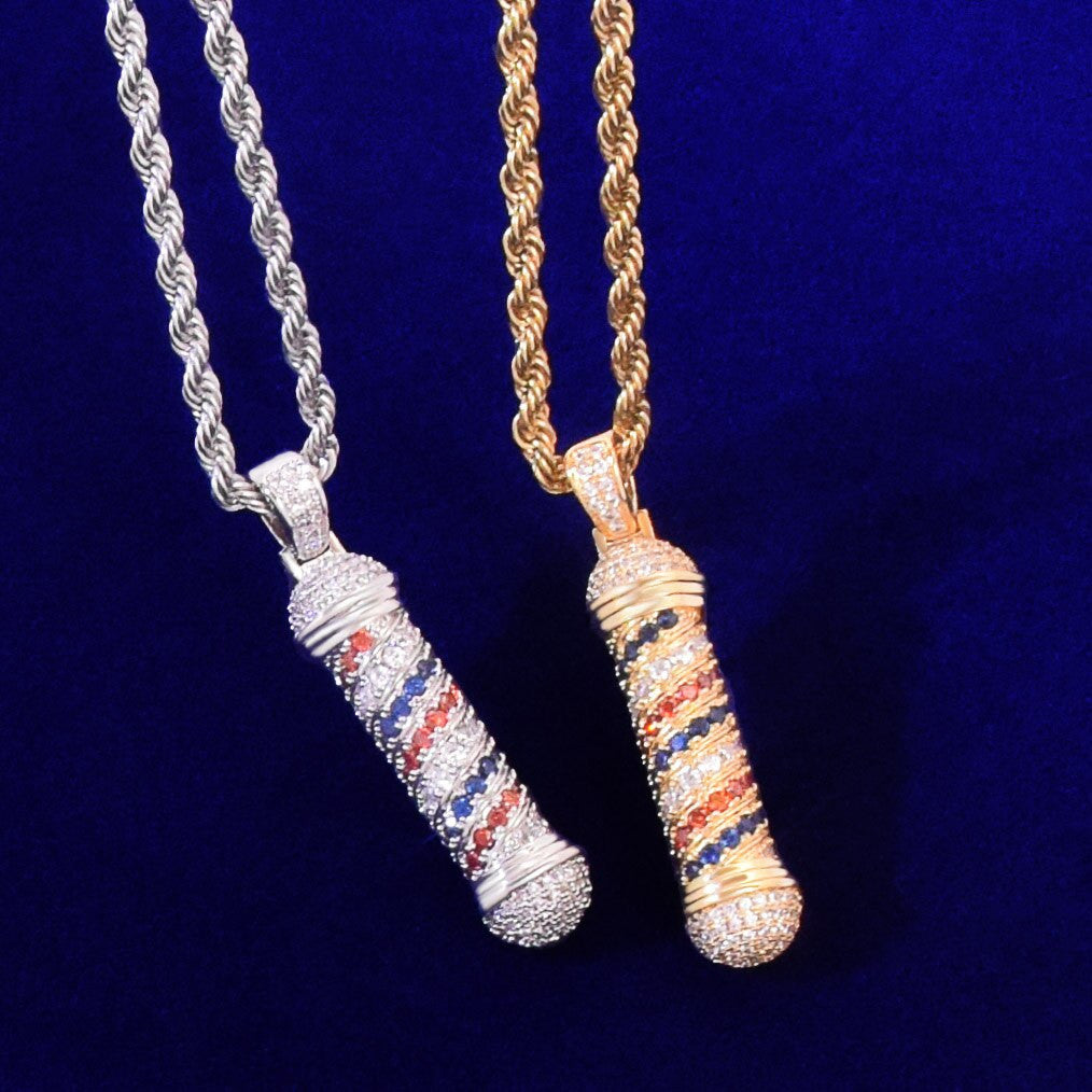 The Barber | Shop Street Pole Sign VVS Diamond CZ Flooded Ice Hip Hop Pendant