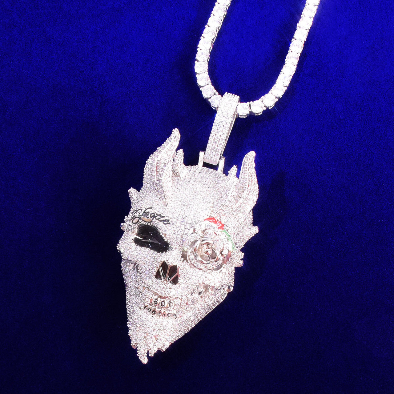 Iced Out Demon Skull Pendant