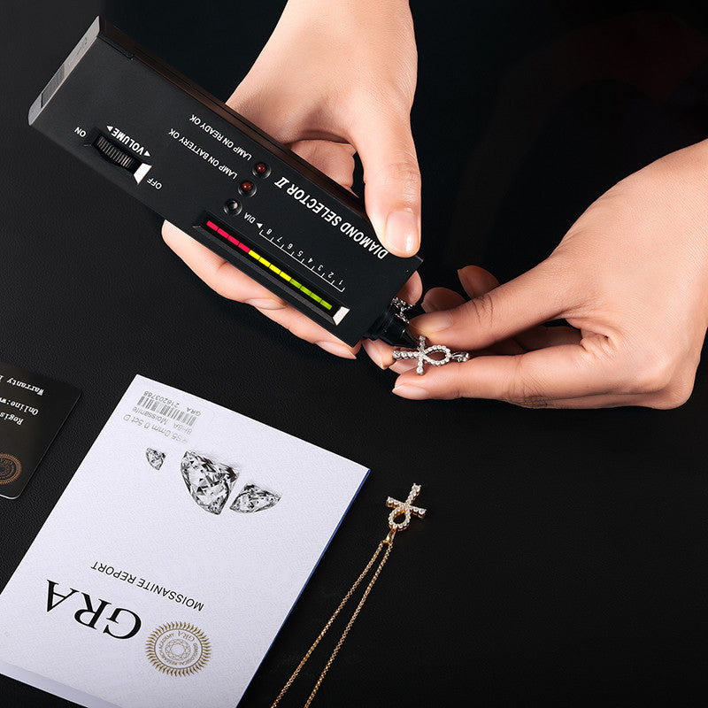 Genuine 100% Sterling Silver VVS1 Genuine Lab Diamond Ankh Cross Pendant Chain