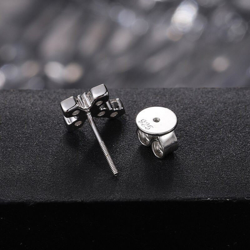 Genuine VVS Diamond Solid Sterling Silver Iced Blinged Out Cross Earrings