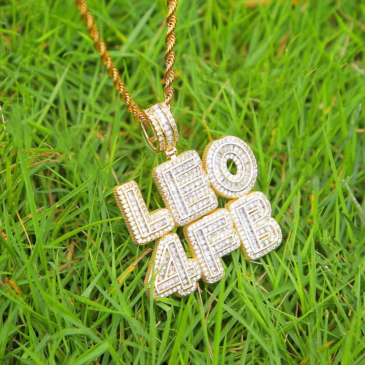 5A Flooded Ice Custom Baguette Hip Hop Initial Letter Bling Chain Pendant