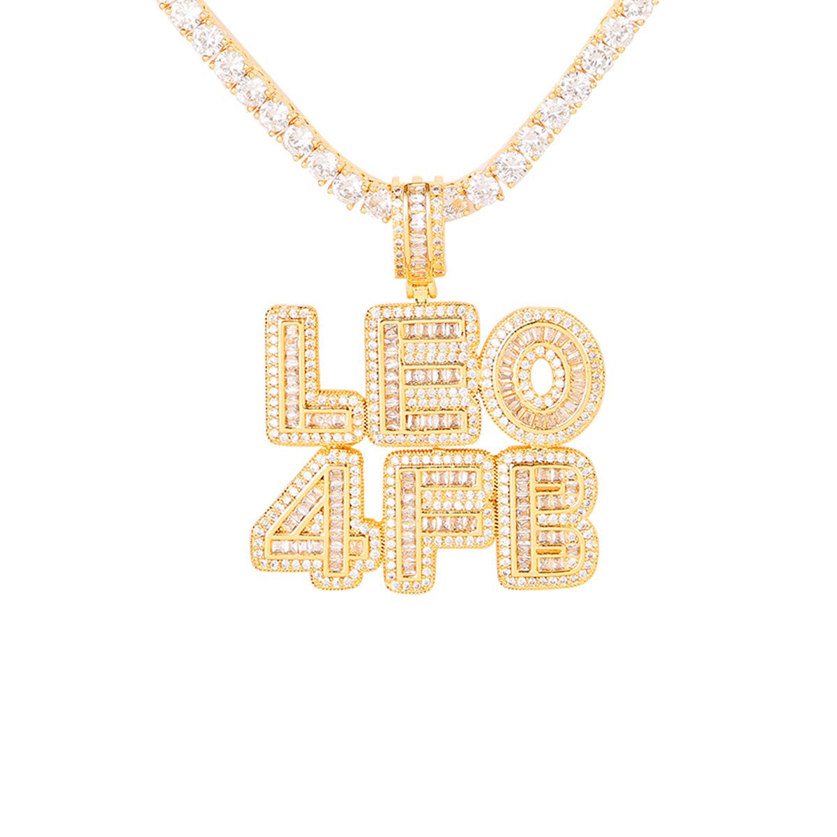 5A Flooded Ice Custom Baguette Hip Hop Initial Letter Bling Chain Pendant