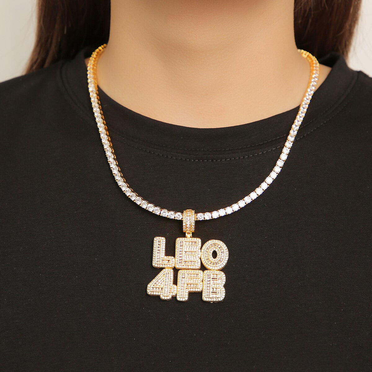 5A Flooded Ice Custom Baguette Hip Hop Initial Letter Bling Chain Pendant