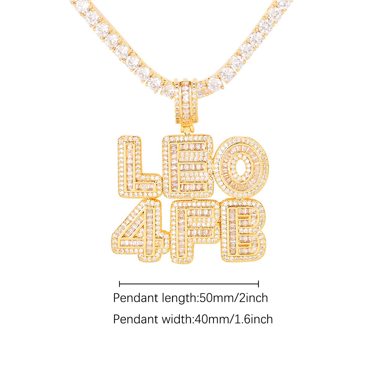 5A Flooded Ice Custom Baguette Hip Hop Initial Letter Bling Chain Pendant