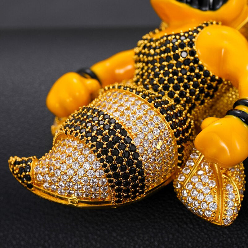 925 Solid Sterling Silver Killer The Bee Bee's Genuine Lab Diamond Hip Hop Chain Pendant