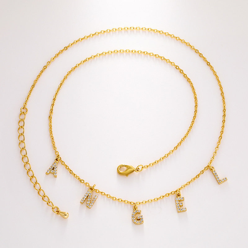 Genuine Diamond Custom Letter 925 Sterling Silver Initial Pendant Chain Necklace