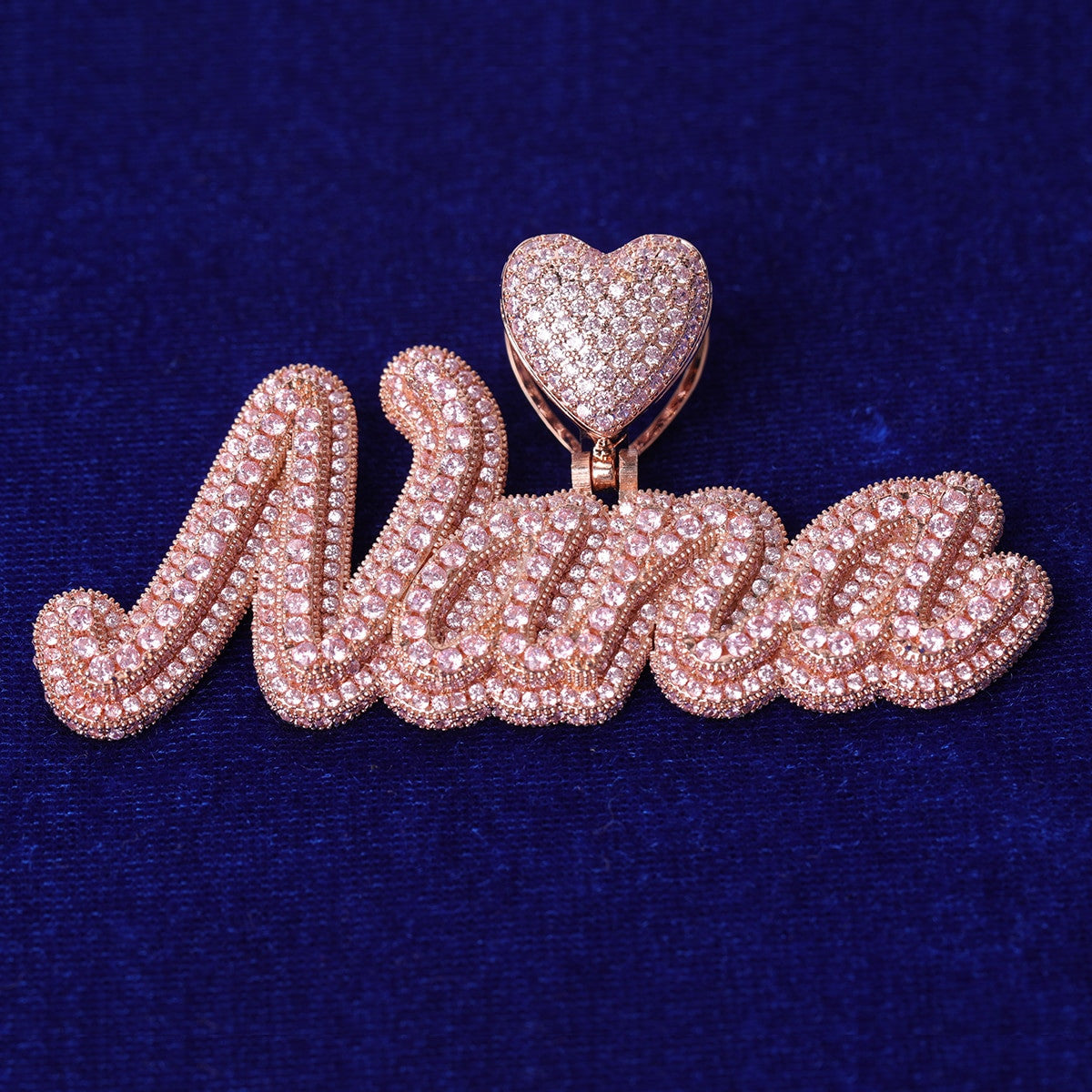 Love First | VVS Diamond CZ Custom Script Initials Iced Blinged Out Necklace