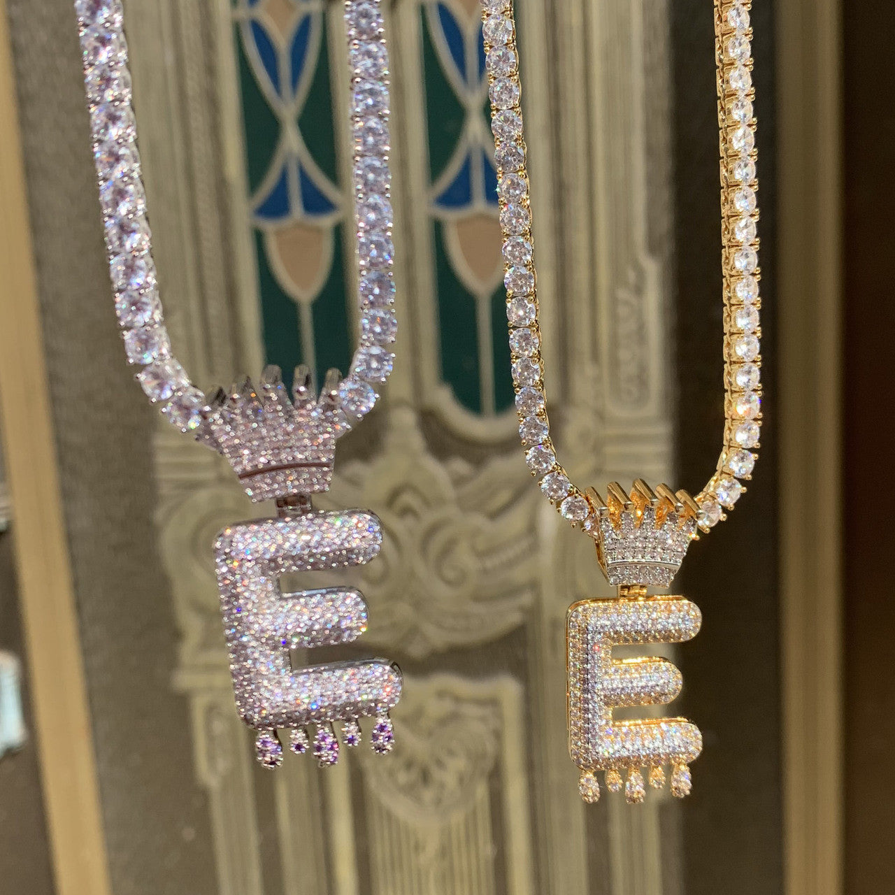 Purple Drip | Custom Ice Crown Bail Initial Letters Hip Hop Pendants