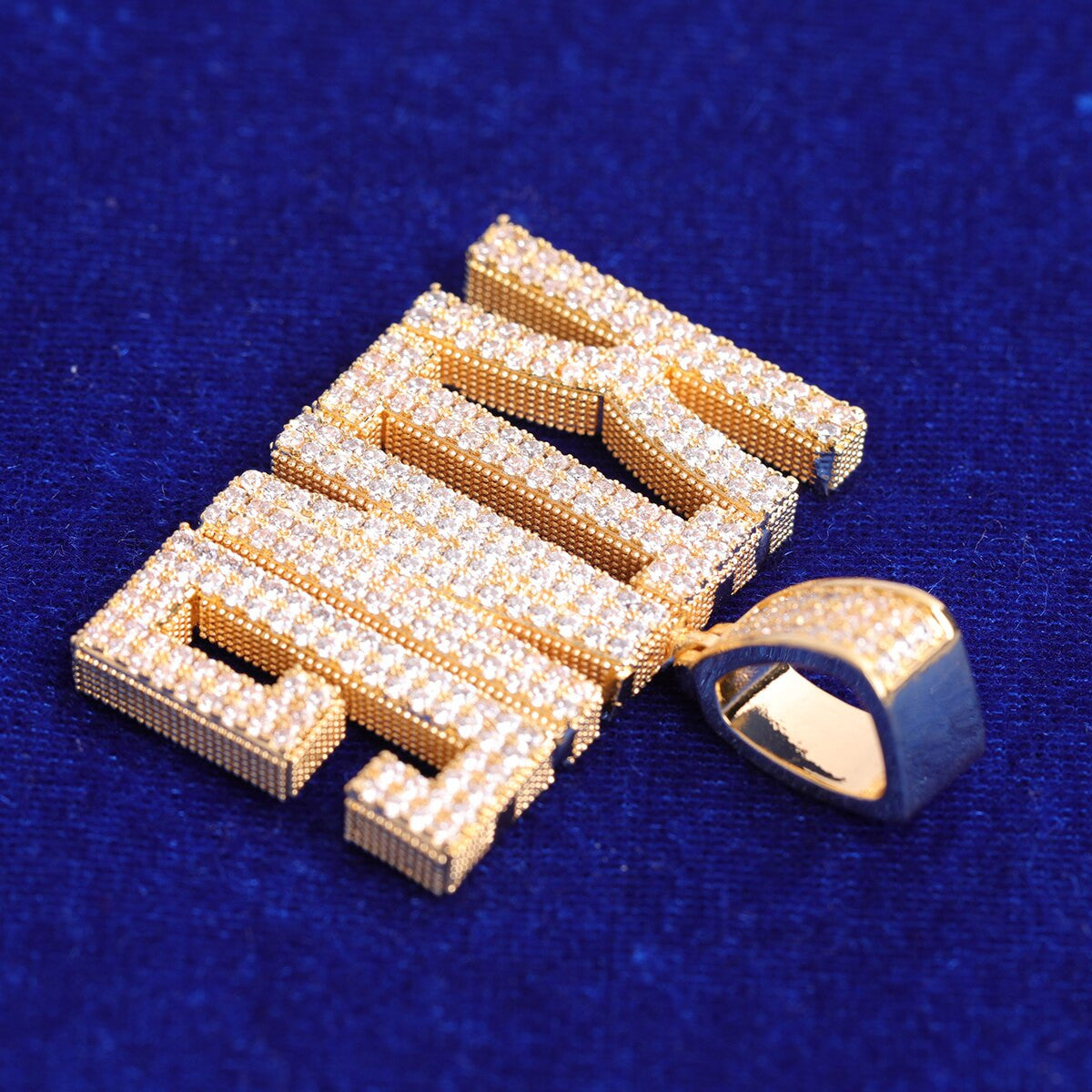 Custom Street Wear Jewelry City Block Flooded Ice 24k Yellow 14k White Gold Initial Pendants