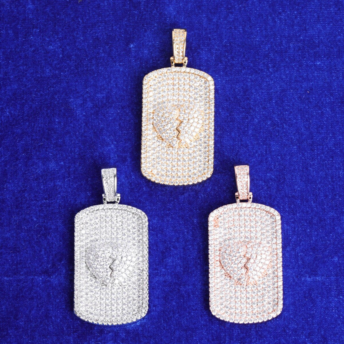 5A Stone Don't Break My Heart Photo Picture Bling Pendant Chain Necklace